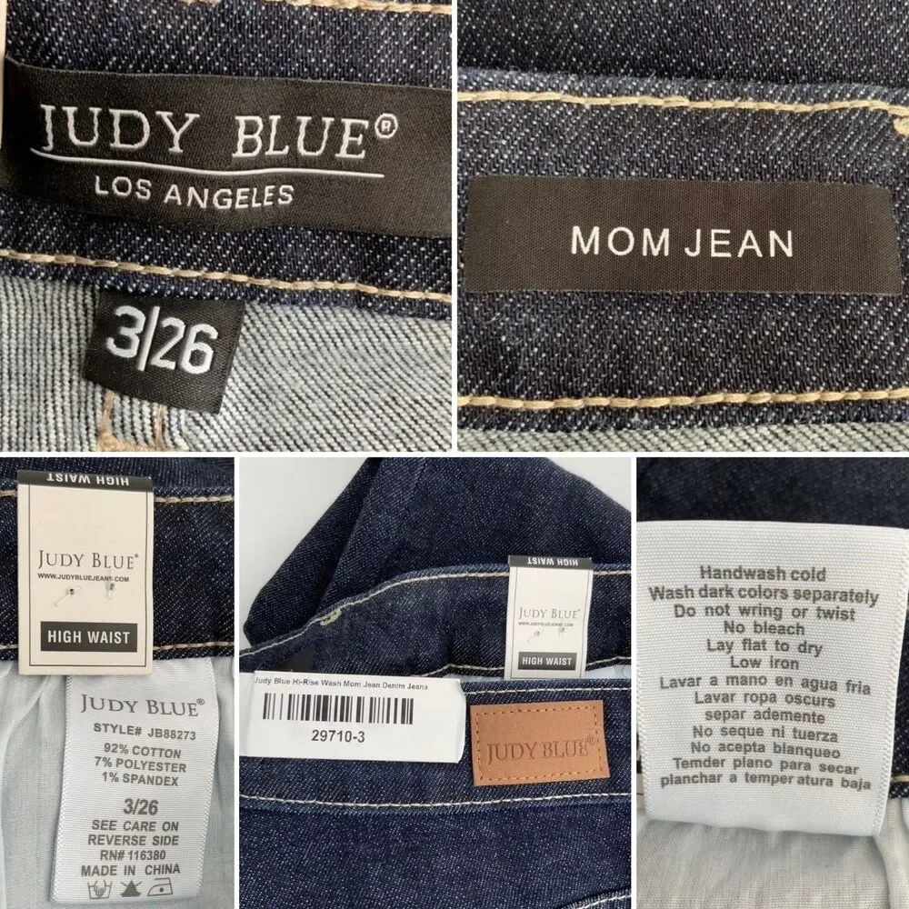 Judy Blue Dark Wash High Waist Mom Jeans Blue 26